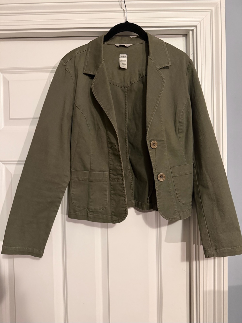 Women's Olive Green Cotton Blazer Jacket